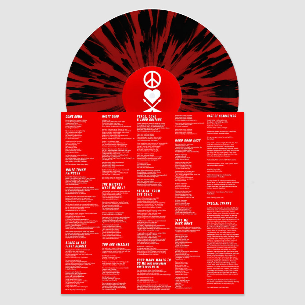 Peace, Love & Loud Guitars (2024 Remix) - Autographed Red & Black Splatter Vinyl Album - Limited to 500 Copies