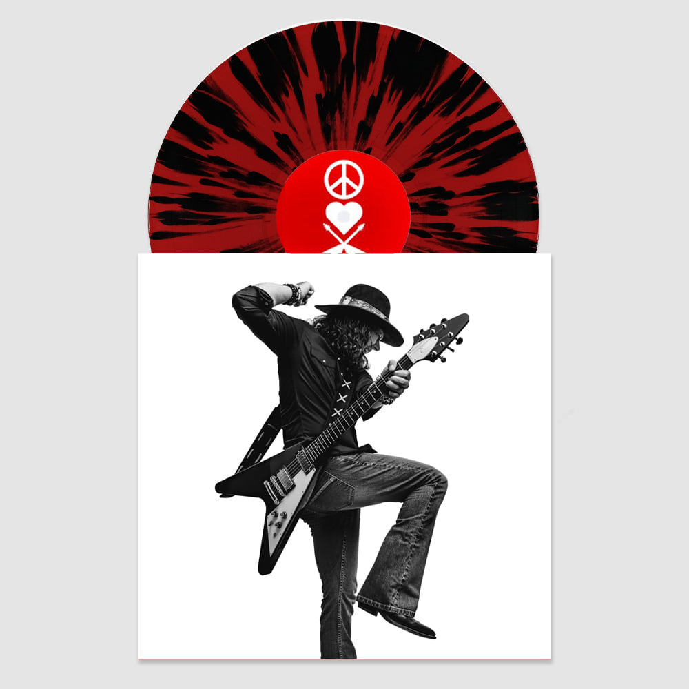 Peace, Love & Loud Guitars (2024 Remix) - Autographed Red & Black Splatter Vinyl Album - Limited to 500 Copies