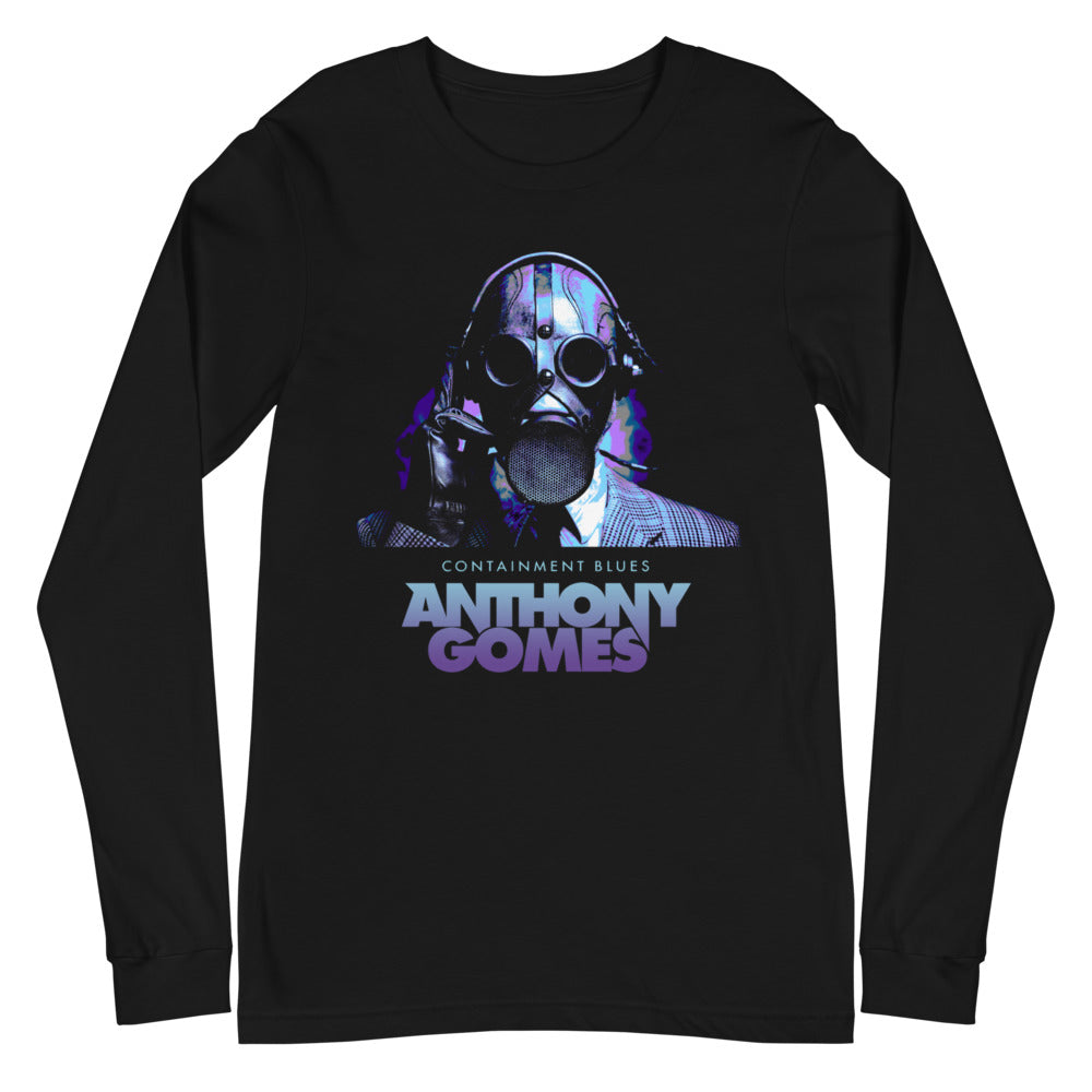 Containment Blues Gas Mask Unisex Long Sleeve Tee (Available in 2 Colors)